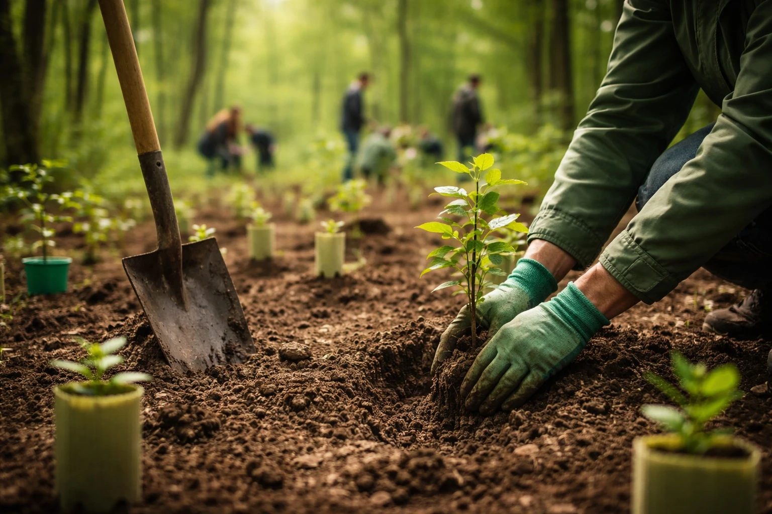 a person planting a new tree