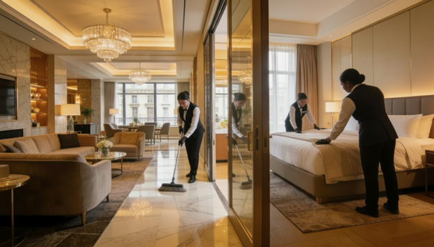 Dazzle staff cleaning a hotel room