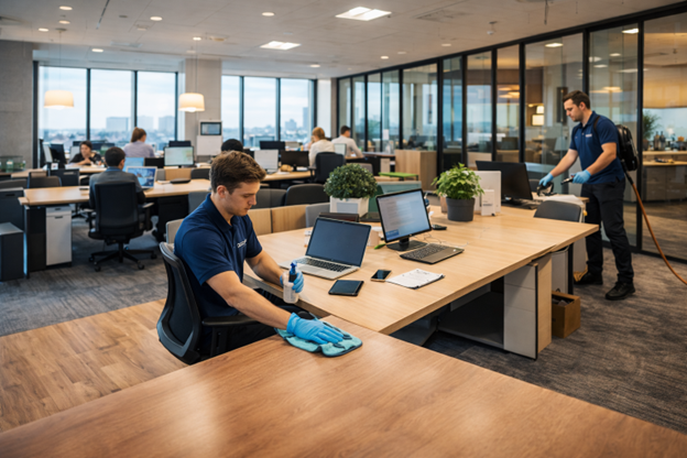 Dazzle staff cleaning a busy london office